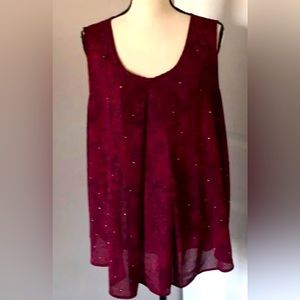 JUICY COUTURE burgundy/Blk w/ silver dot embellishments cut-away top EUC SZ XS